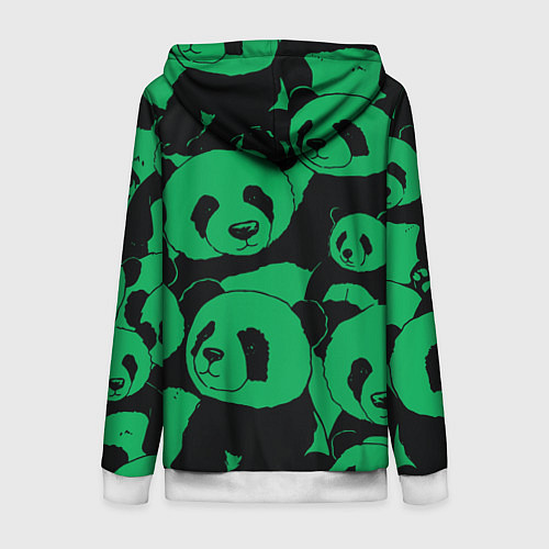 Женская толстовка на молнии Panda green pattern / 3D-Белый – фото 2