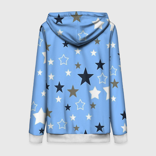 Женская толстовка на молнии Звёзды на голубом фоне / 3D-Белый – фото 2