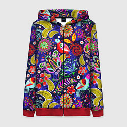 Женская толстовка на молнии Multicolored floral patterns