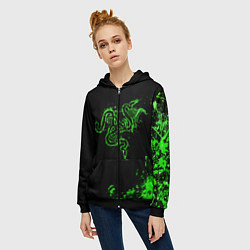 Толстовка на молнии женская Razer брызги, цвет: 3D-черный — фото 2