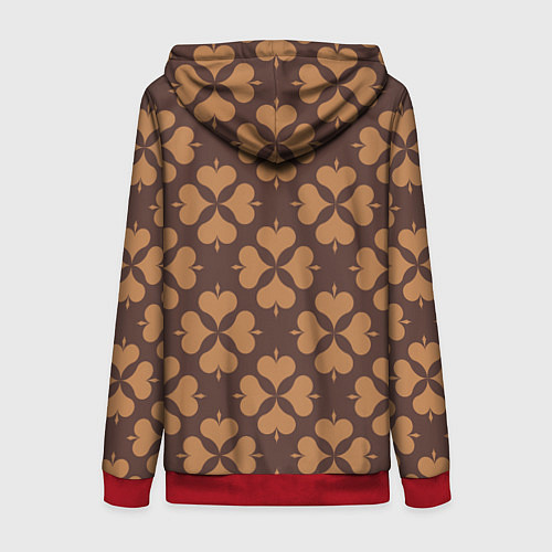 Женская толстовка на молнии Четырехлистный клевер коричневый / 3D-Красный – фото 2