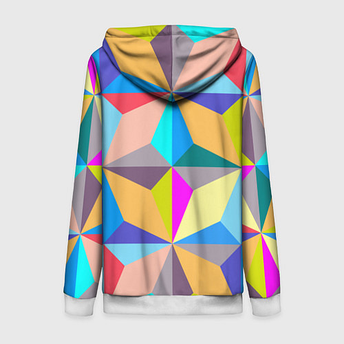 Женская толстовка на молнии Полностью разноцветный ромбический паттерн / 3D-Белый – фото 2