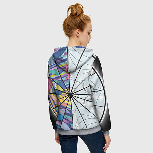 Женская толстовка на молнии Уэнсдэй играет на виолончели на фоне окна / 3D-Меланж – фото 4