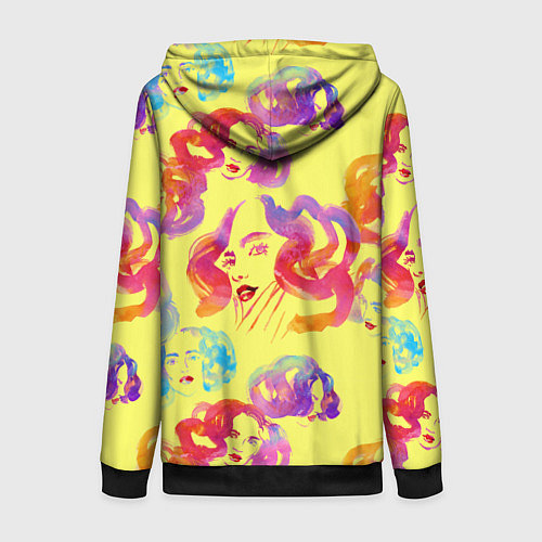 Женская толстовка на молнии Радужные девушки / 3D-Черный – фото 2