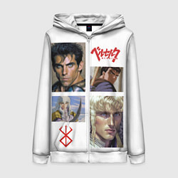 Толстовка на молнии женская Оуэн Уилсон и Бен Стиллер в аниме Берсерк, цвет: 3D-белый