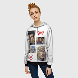Толстовка на молнии женская Оуэн Уилсон и Бен Стиллер в аниме Берсерк, цвет: 3D-черный — фото 2