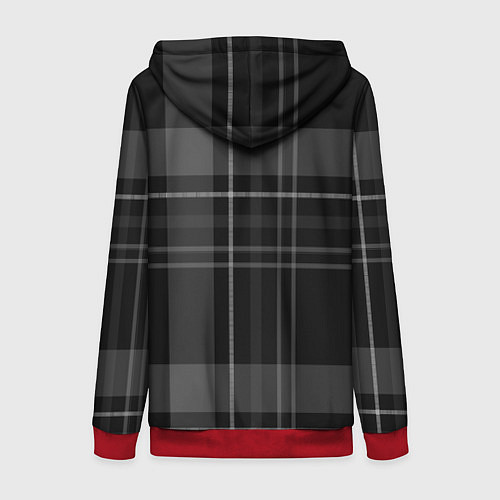 Женская толстовка на молнии Темная клетка / 3D-Красный – фото 2