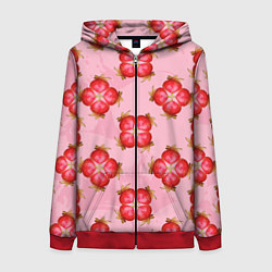 Толстовка на молнии женская Красный фрукт, цвет: 3D-красный