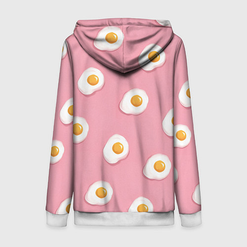 Женская толстовка на молнии Яичница на розовом фоне / 3D-Белый – фото 2