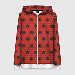 Толстовка на молнии женская Камуфляж божья коровка, цвет: 3D-белый