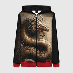 Женская толстовка на молнии Китайский дракон с открытой пастью