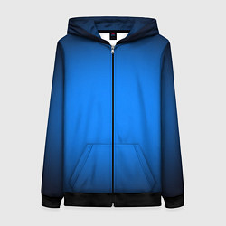 Толстовка на молнии женская Лазурный фон и черная виньетка, цвет: 3D-черный