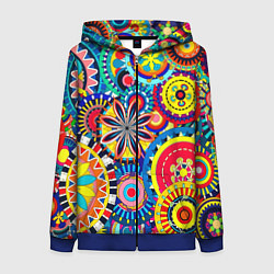 Толстовка на молнии женская Психоделика калейдоскоп, цвет: 3D-синий