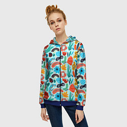 Толстовка на молнии женская Colorful patterns, цвет: 3D-синий — фото 2
