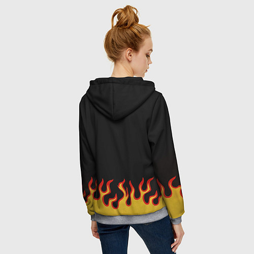 Женская толстовка на молнии Горящее пламя / 3D-Меланж – фото 4