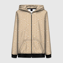Толстовка на молнии женская Абстрактно-овально бежевый паттерн, цвет: 3D-черный