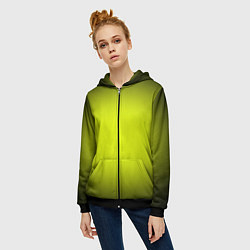 Толстовка на молнии женская Кислотный желтый с градиентом, цвет: 3D-черный — фото 2