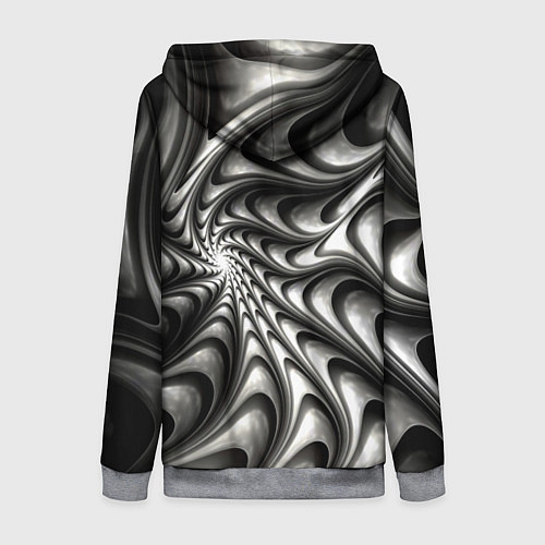 Женская толстовка на молнии Abstract fractal grey / 3D-Меланж – фото 2
