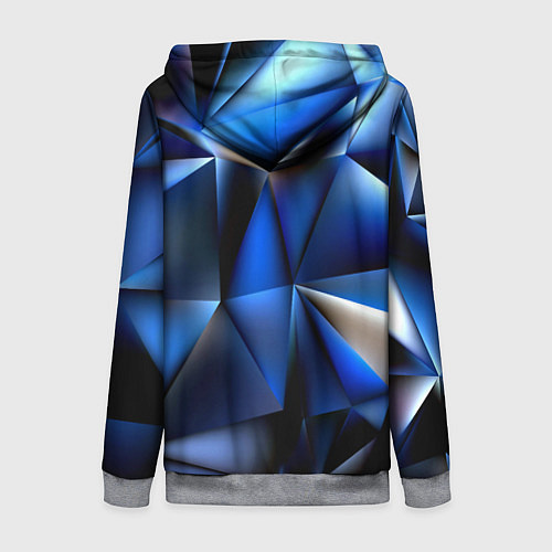 Женская толстовка на молнии Polygon blue abstract / 3D-Меланж – фото 2