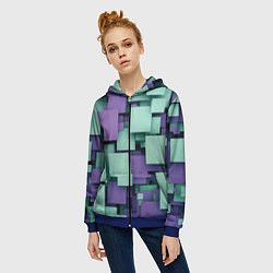 Толстовка на молнии женская Trendy geometric pattern, цвет: 3D-синий — фото 2