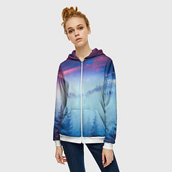 Толстовка на молнии женская Horizon landscape, цвет: 3D-белый — фото 2