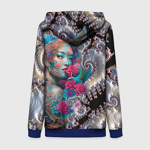 Женская толстовка на молнии Japanese beauty - irezumi / 3D-Синий – фото 2