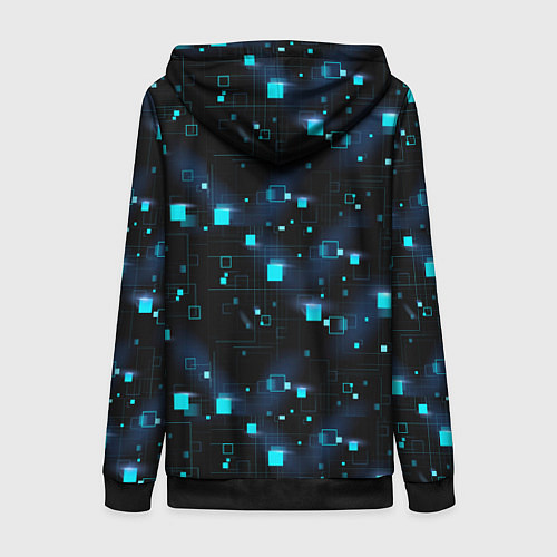 Женская толстовка на молнии Светящиеся неоновые квадраты / 3D-Черный – фото 2