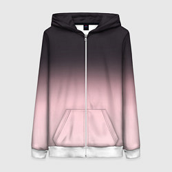 Толстовка на молнии женская Градиент: от черного к розовому, цвет: 3D-белый