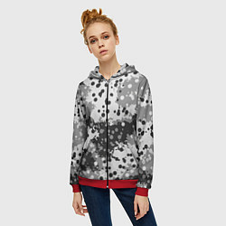 Толстовка на молнии женская Камуфляж в точку, цвет: 3D-красный — фото 2