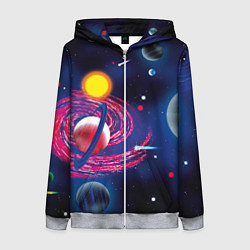 Толстовка на молнии женская Вселенная, космос, цвет: 3D-меланж