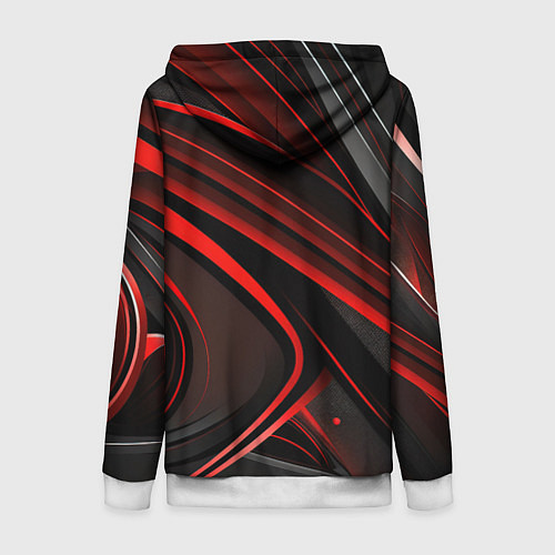 Женская толстовка на молнии Black and red abstract / 3D-Белый – фото 2