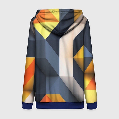 Женская толстовка на молнии Полосы геометрия узор / 3D-Синий – фото 2