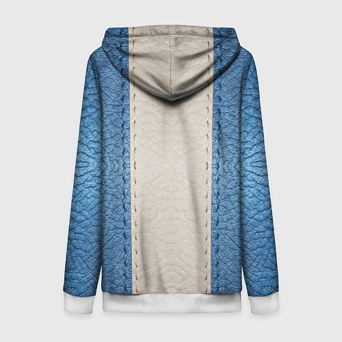 Женская толстовка на молнии Кожа синяя белая / 3D-Белый – фото 2