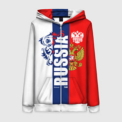 Женская толстовка на молнии Russia national team: white blue red