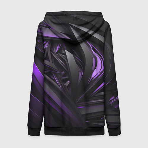 Женская толстовка на молнии Черно-фиолетовые объекты / 3D-Черный – фото 2