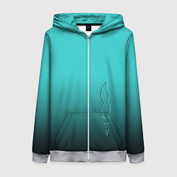 Толстовка на молнии женская Силуэт лисы на градиентном фоне, цвет: 3D-меланж