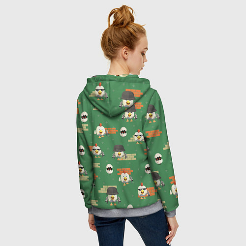 Женская толстовка на молнии Chicken gun battle / 3D-Меланж – фото 4