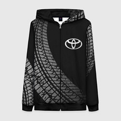 Толстовка на молнии женская Toyota tire tracks, цвет: 3D-черный