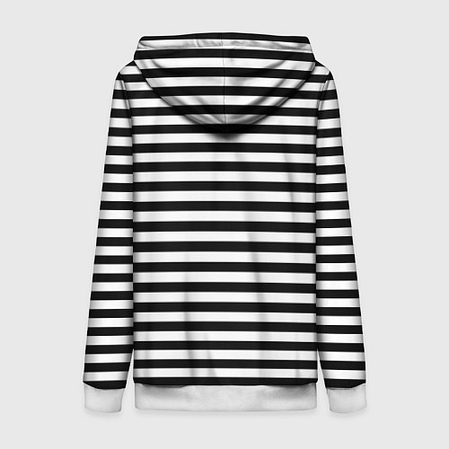 Женская толстовка на молнии Тельняшка черная Подводного флота ВМФ / 3D-Белый – фото 2