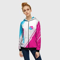 Толстовка на молнии женская DanMachi neon gradient style: надпись, символ, цвет: 3D-черный — фото 2