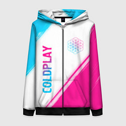 Толстовка на молнии женская Coldplay neon gradient style: надпись, символ, цвет: 3D-черный