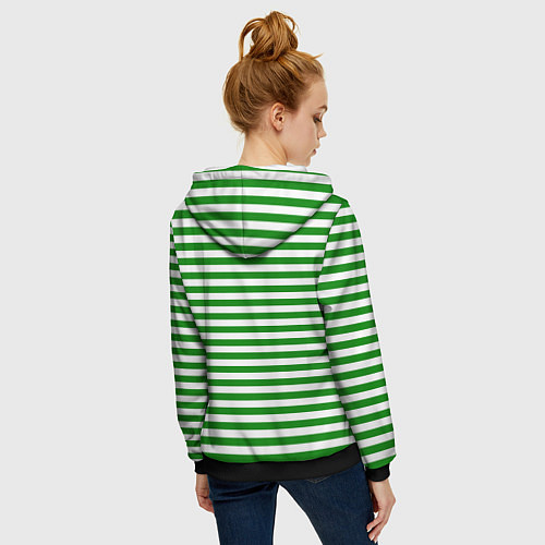 Женская толстовка на молнии Тельняшка зеленая Пограничных войск / 3D-Черный – фото 4