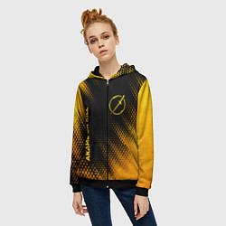 Толстовка на молнии женская Akame ga Kill - gold gradient: надпись, символ, цвет: 3D-черный — фото 2