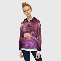 Толстовка на молнии женская Фиолетовое облако, цвет: 3D-белый — фото 2