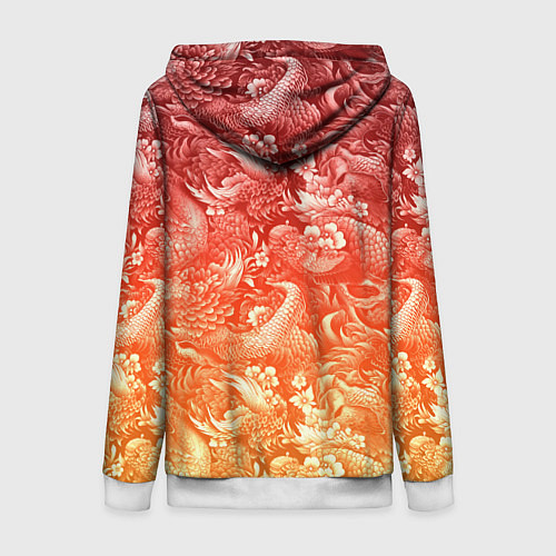 Женская толстовка на молнии Огненная татуировка с элементами дракона / 3D-Белый – фото 2