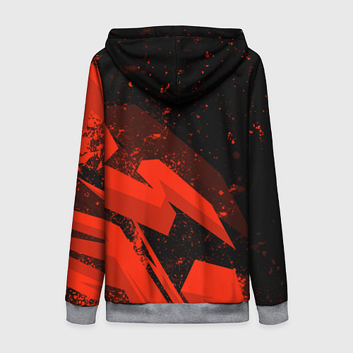 Женская толстовка на молнии Чикен ган - красная абстракция / 3D-Меланж – фото 2