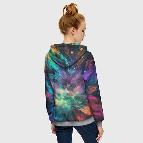 Женская толстовка на молнии Астрономический пейзаж / 3D-Меланж – фото 4