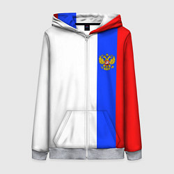 Толстовка на молнии женская Цвета России - герб, цвет: 3D-меланж