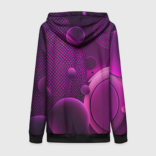 Женская толстовка на молнии Фиолетовые шары / 3D-Черный – фото 2