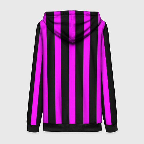 Женская толстовка на молнии В полоску черного и фиолетового цвета / 3D-Черный – фото 2